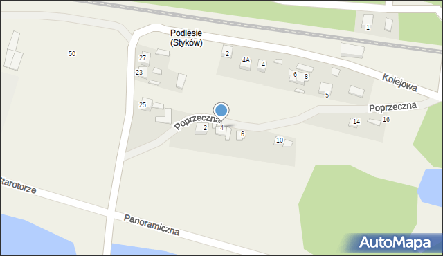 Styków, Poprzeczna, 4, mapa Styków