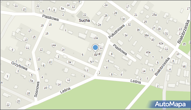 Sucha, Południowa, 9a, mapa Sucha