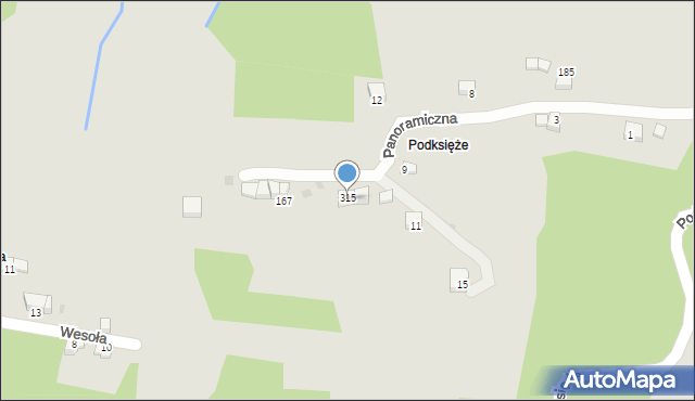 Sucha Beskidzka, Podksięże, 32, mapa Sucha Beskidzka