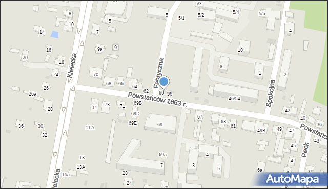 Suchedniów, Powstańców 1863 r., 58, mapa Suchedniów