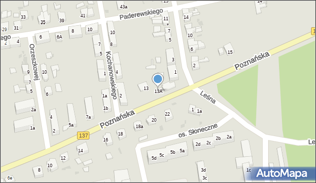 Sulęcin, Poznańska, 13A, mapa Sulęcin
