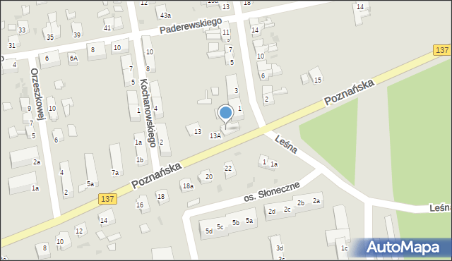 Sulęcin, Poznańska, 13B, mapa Sulęcin