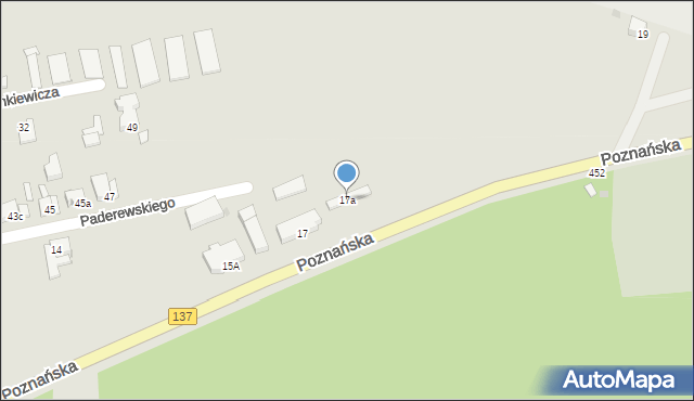 Sulęcin, Poznańska, 17a, mapa Sulęcin