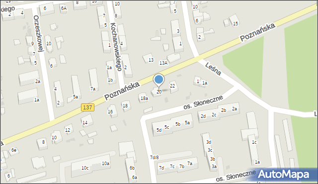 Sulęcin, Poznańska, 20, mapa Sulęcin