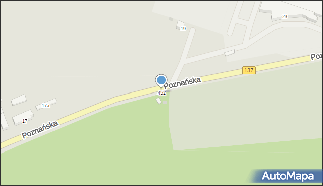 Sulęcin, Poznańska, 452, mapa Sulęcin