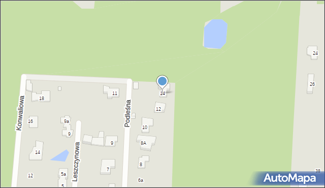 Sulejówek, Podleśna, 14, mapa Sulejówek