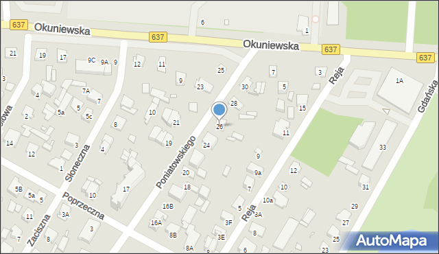 Sulejówek, Poniatowskiego, 26, mapa Sulejówek