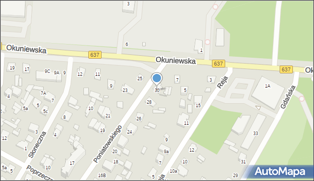 Sulejówek, Poniatowskiego, 30, mapa Sulejówek