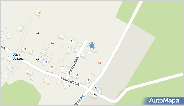 Suszec, Poprzeczna, 10a, mapa Suszec