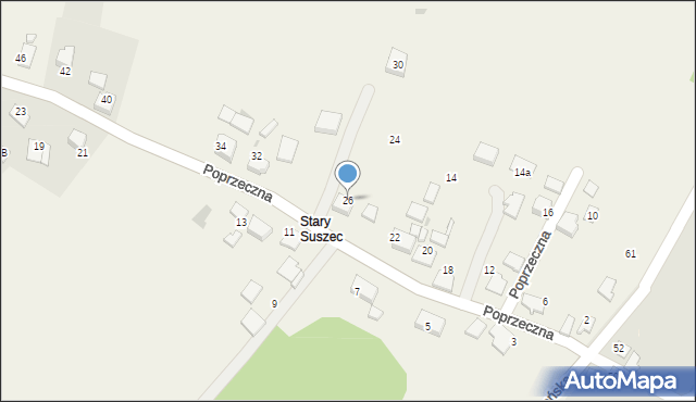 Suszec, Poprzeczna, 26, mapa Suszec