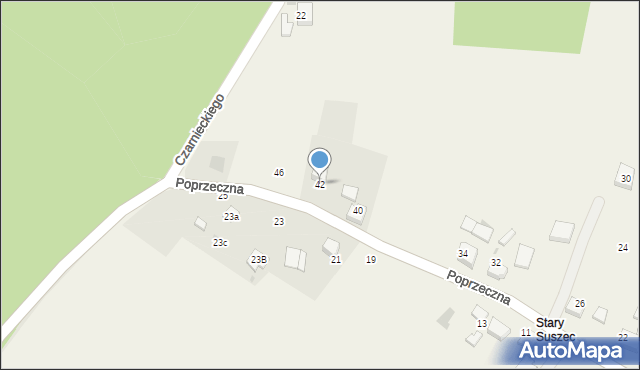 Suszec, Poprzeczna, 42, mapa Suszec