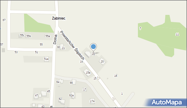 Suszec, Powstańców Śląskich, 22, mapa Suszec
