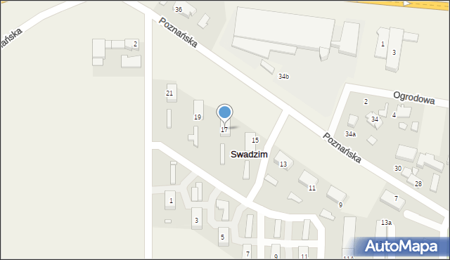 Swadzim, Poznańska, 17, mapa Swadzim