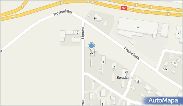 Swadzim, Poznańska, 21, mapa Swadzim