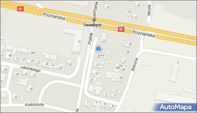 Swarzędz, Polna, 12, mapa Swarzędz