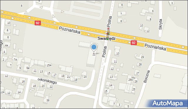 Swarzędz, Polna, 21, mapa Swarzędz