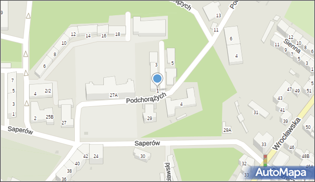 Świdnica, Podchorążych, 1, mapa Świdnicy