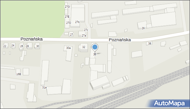 Świebodzin, Poznańska, 36, mapa Świebodzin