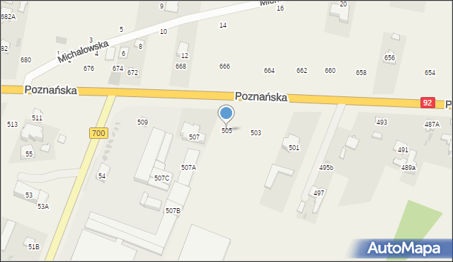 Święcice, Poznańska, 505, mapa Święcice
