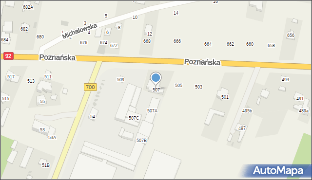 Święcice, Poznańska, 507, mapa Święcice