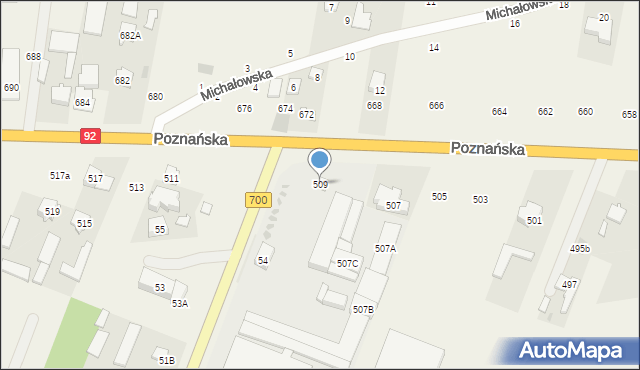 Święcice, Poznańska, 509, mapa Święcice