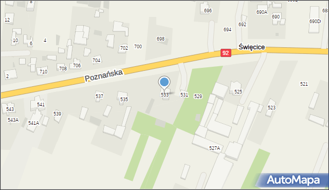 Święcice, Poznańska, 533, mapa Święcice