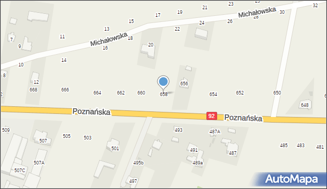 Święcice, Poznańska, 658, mapa Święcice