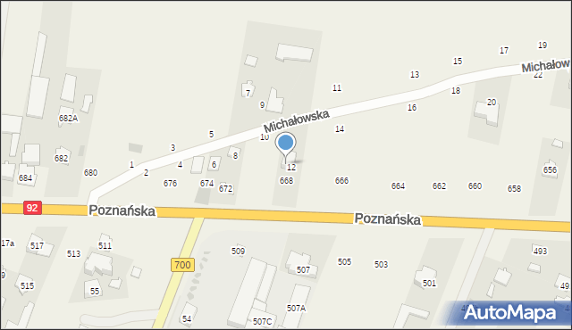 Święcice, Poznańska, 670, mapa Święcice