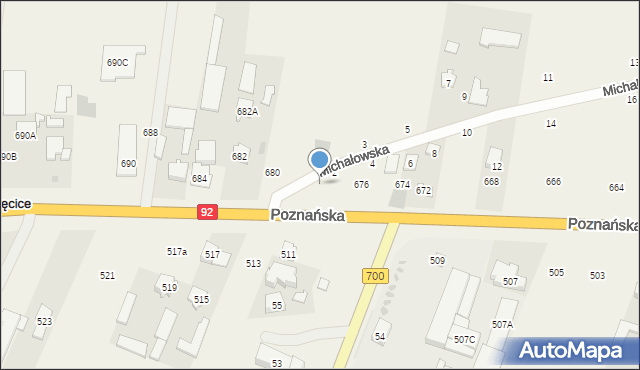 Święcice, Poznańska, 678, mapa Święcice