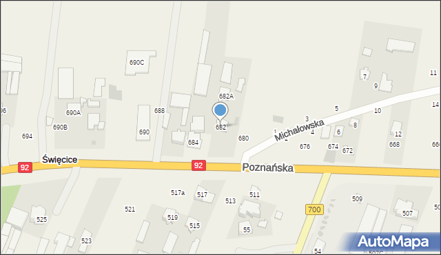 Święcice, Poznańska, 682, mapa Święcice