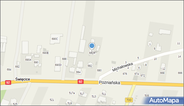 Święcice, Poznańska, 682A, mapa Święcice