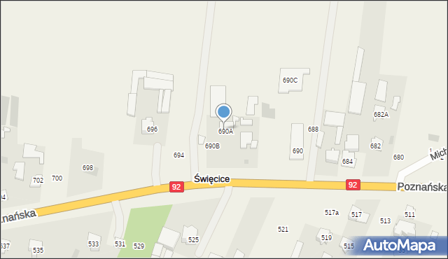 Święcice, Poznańska, 690E, mapa Święcice