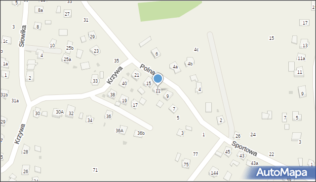 Świerzowa Polska, Polna, 11, mapa Świerzowa Polska