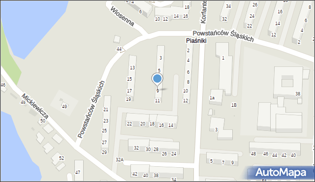 Świętochłowice, Powstańców Śląskich, 9, mapa Świętochłowice