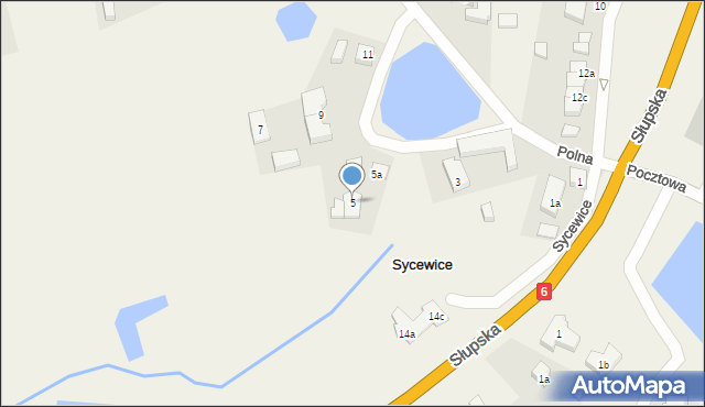 Sycewice, Polna, 5, mapa Sycewice
