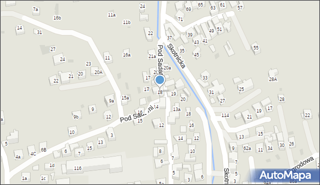 Szczawnica, Pod Sadami, 18, mapa Szczawnica