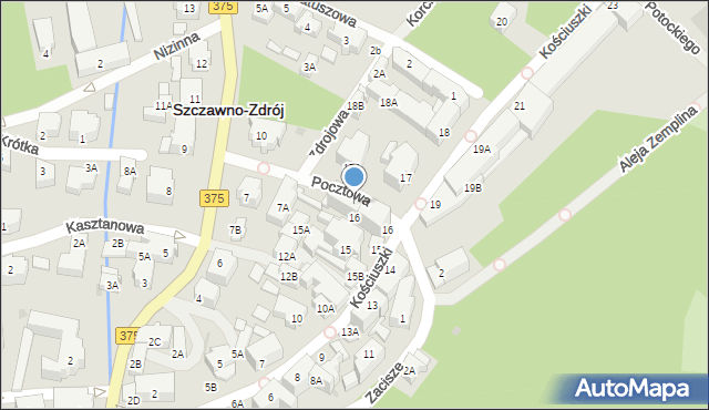 Szczawno-Zdrój, Pocztowa, 16a, mapa Szczawno-Zdrój