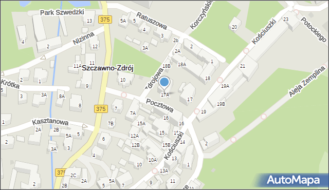 Szczawno-Zdrój, Pocztowa, 17A, mapa Szczawno-Zdrój