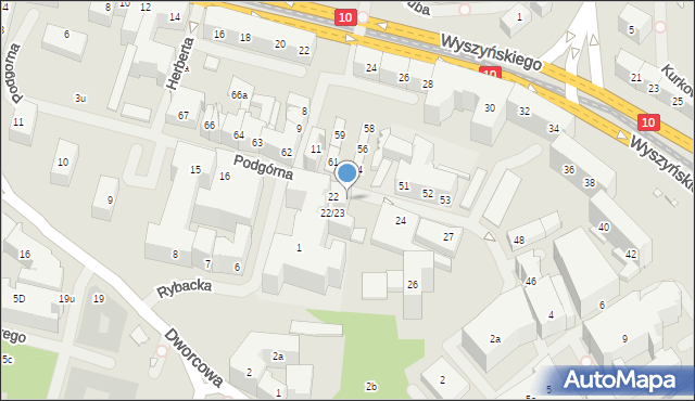 Szczecin, Podgórna, 23, mapa Szczecina
