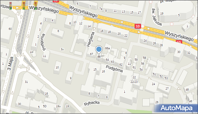 Szczecin, Podgórna, 66, mapa Szczecina