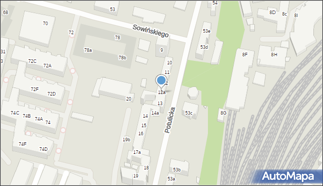 Szczecin, Potulicka, 12a, mapa Szczecina