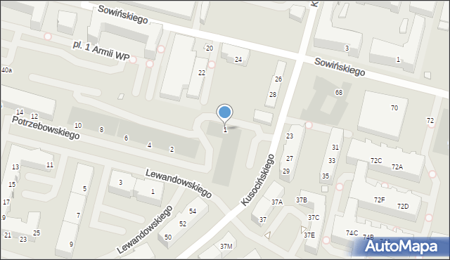 Szczecin, Potrzebowskiego Edmunda, 1, mapa Szczecina