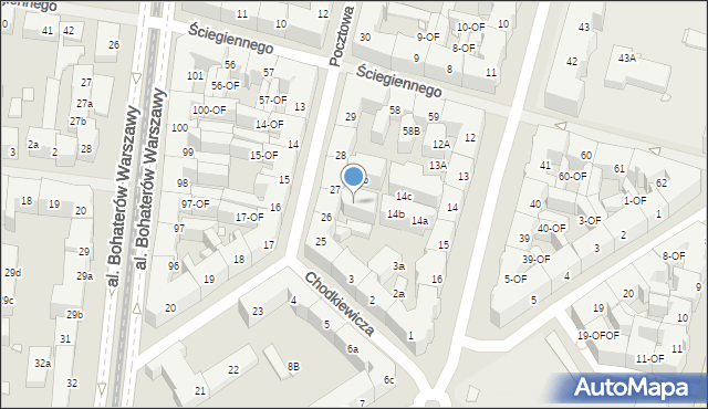 Szczecin, Pocztowa, 27a, mapa Szczecina