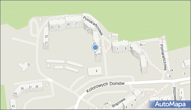 Szczecin, Pomarańczowa, 11, mapa Szczecina