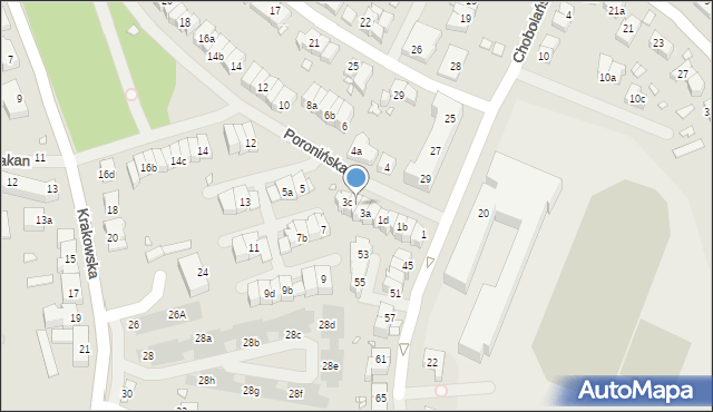 Szczecin, Poronińska, 3b, mapa Szczecina