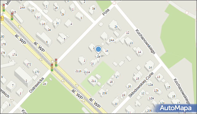 Szczecin, Pola Wincentego, 1a, mapa Szczecina