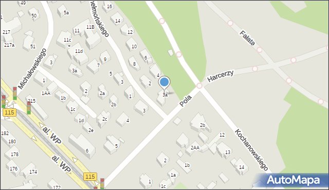 Szczecin, Pola Wincentego, 3a, mapa Szczecina