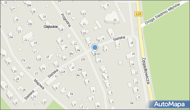 Szczecin, Pogodna, 15, mapa Szczecina