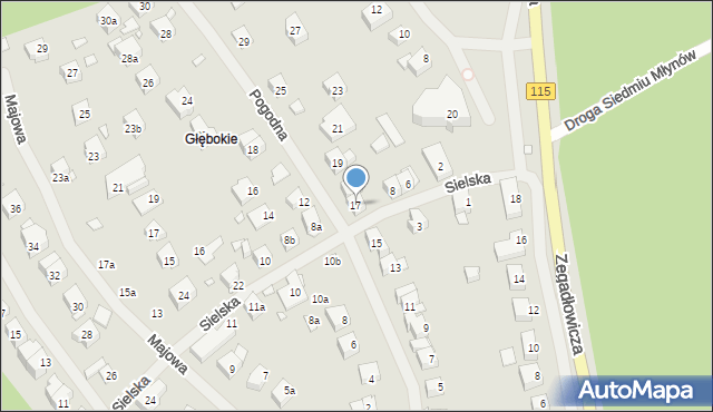 Szczecin, Pogodna, 17, mapa Szczecina