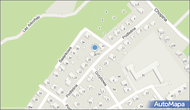 Szczecin, Podleśna, 16, mapa Szczecina